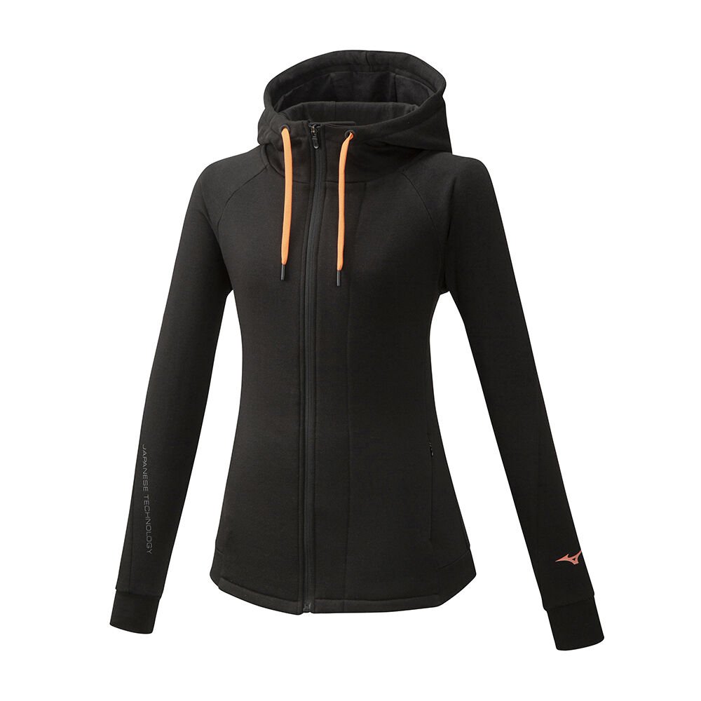 Womens Mizuno Athletic Zip Hoodie Black Philippines (QMLCYJ679)